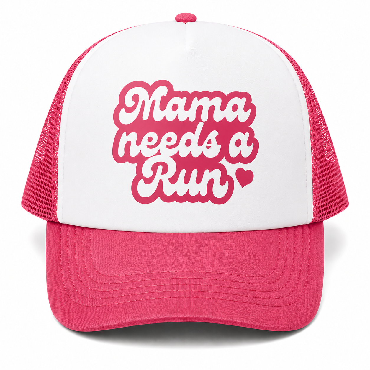 Mama Needs A Run Trucker Hat (Pink/White)