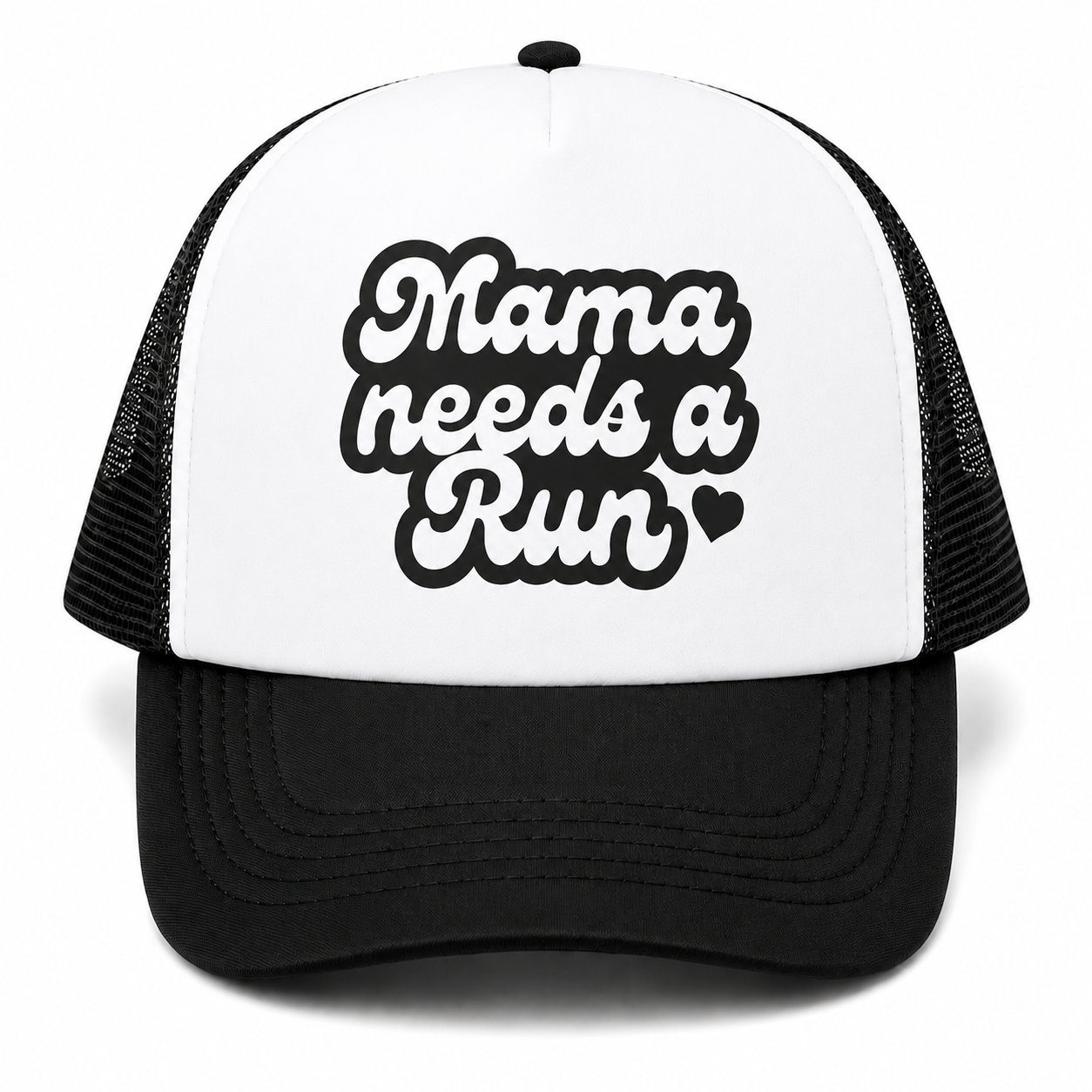 Mama Needs A Run Trucker Hat (White/Black)