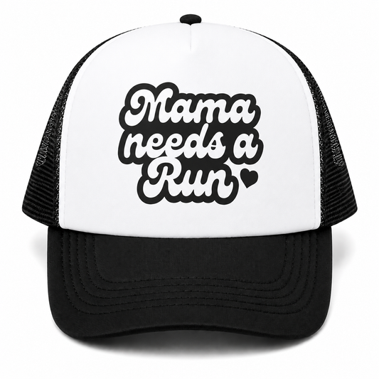 Mama Needs A Run Trucker Hat (White/Black)