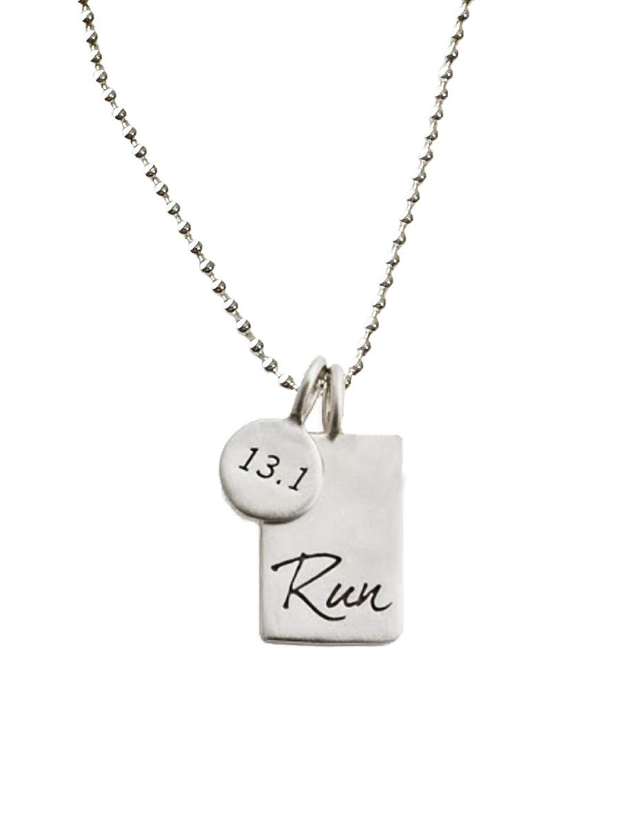 Run 13.1 Half Marathon Sterling Silver Necklace Set