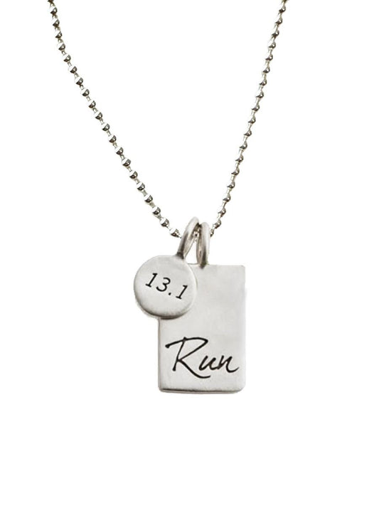 Run 13.1 Half Marathon Sterling Silver Necklace Set