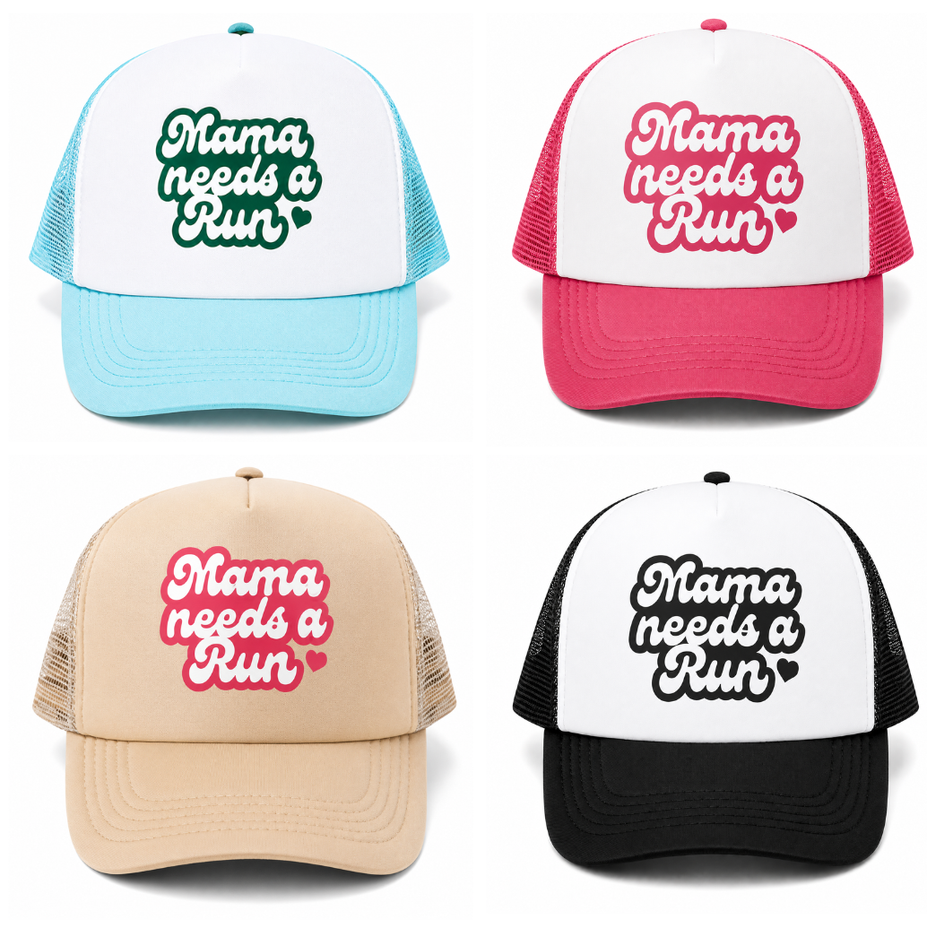 Mama Needs A Run Trucker Hat (Turquoise/Green)