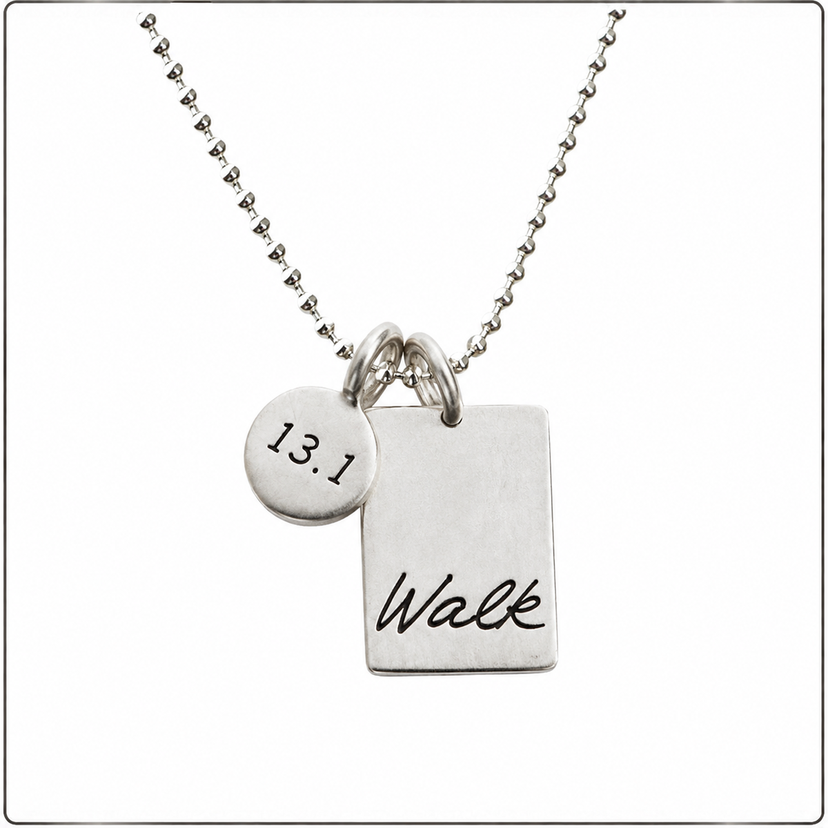 Walk 13.1 Half Marathon Sterling Silver Necklace Set